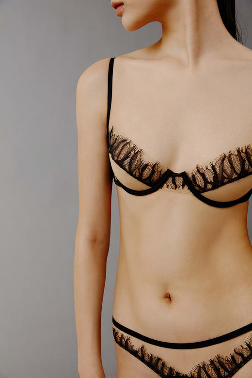 Her Senses｜极织 03-B023-YN  1/2杯 钢圈文胸 [ 黑 / 粉棕 ] 商品图0