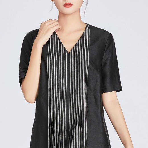 TANGY Collection/天意精品夏季新品莨迹系列线迹真丝莨绸连衣裙 商品图1