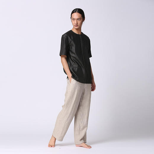 TANGY Collection/天意精品春夏款压褶设计真丝上衣莨绸短袖T恤 商品图1