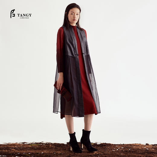 TANGY Collection/天意精品2021年夏季新品花誓系列莨绸拼纱马甲 商品图2