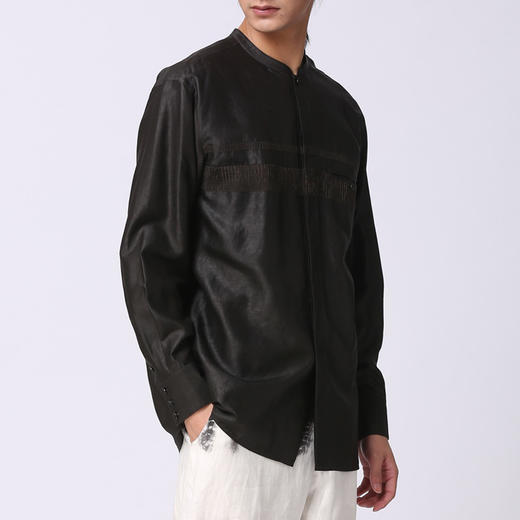 TANGY Collection/天意精品2021年春夏新品男士真丝拼撞莨绸衬衫 商品图1
