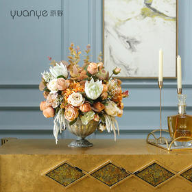 欧式美式轻奢仿真花假花摆件酒店前台别墅玄关边几装饰花摆设