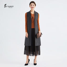 TANGY Collection/天意精品春秋新品林隐系列莨绸拼接马甲