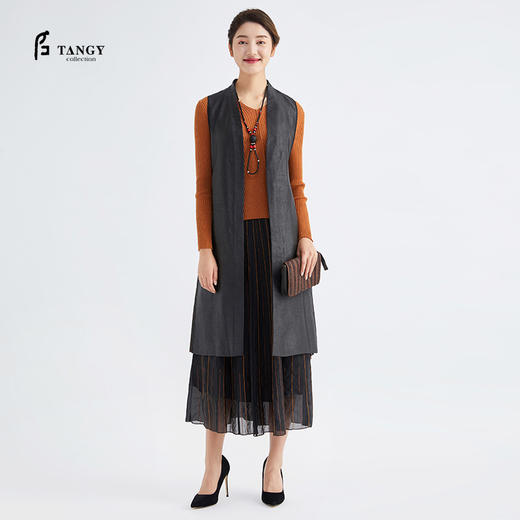 TANGY Collection/天意精品春秋新品林隐系列莨绸拼接马甲 商品图0