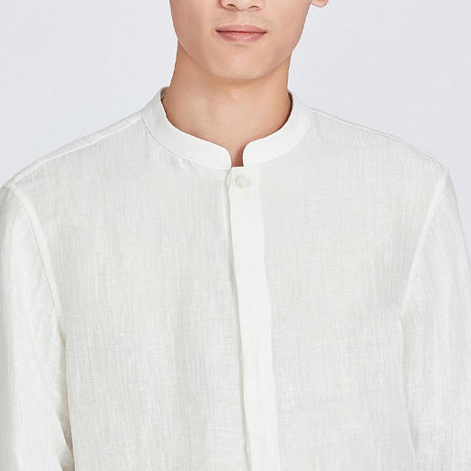 TANGY Collection/天意精品春夏款简约中式男士麻粘长袖立领衬衫 商品图2