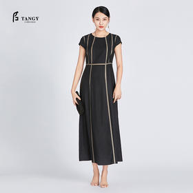 TANGY Collection/天意精品夏季新款弹力莨柯纱钉珠礼服