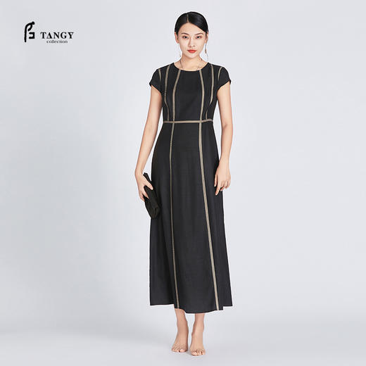 TANGY Collection/天意精品夏季新款弹力莨柯纱钉珠礼服 商品图0