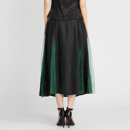 TANGY Collection/天意精品2021年春夏新品真丝收腰莨绸拼纱半裙 商品图4