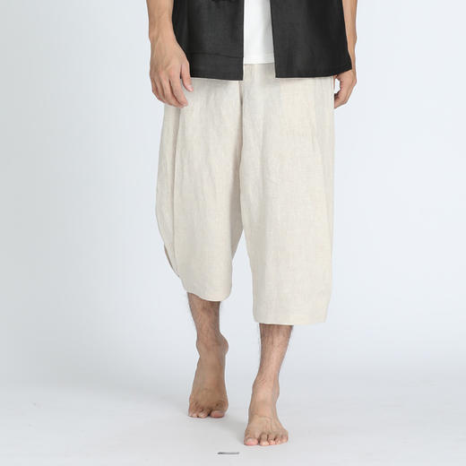 TANGY Collection/天意精品春夏新品男士休闲裤原色亚麻七分哈伦裤 商品图2