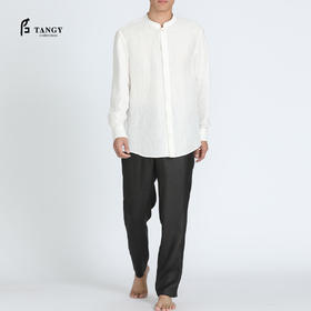 TANGY Collection/天意精品春夏新品中式立领男士麻粘长袖立领衬衫