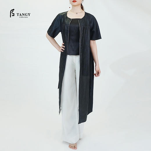 TANGY Collection/天意精品夏季新品香云纱真丝打孔莨绸衬衫连衣裙 商品图0