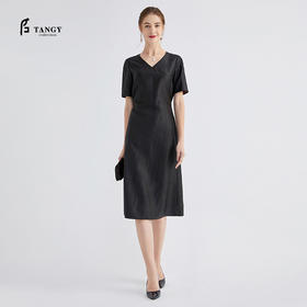 TANGY Collection/天意精品春秋新品芦野系列真丝收腰莨绸连衣裙
