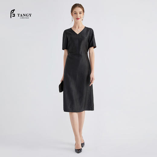 TANGY Collection/天意精品春秋新品芦野系列真丝收腰莨绸连衣裙 商品图0
