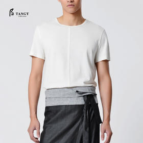 TANGY Collection/天意精品春夏新品棉麻系列男士苎麻拼接休闲T恤