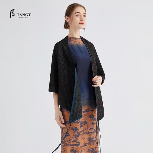 TANGY Collection / 天意精品 烟蓝系列 色织提花莨绸披肩 商品图2