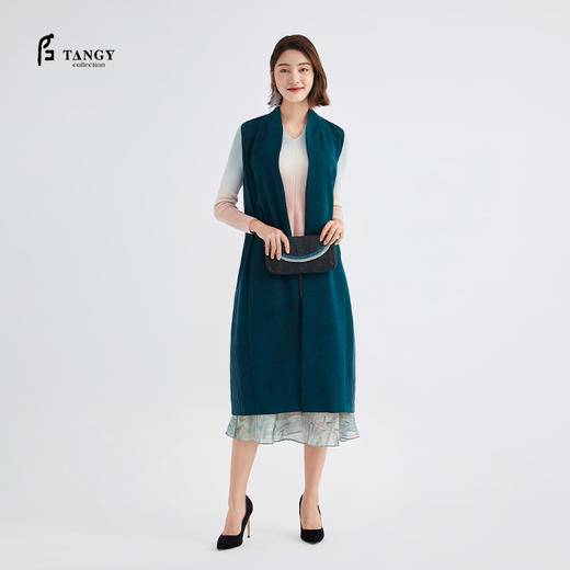 TANGY Collection/天意精品夏季新品芦野系列真丝莨绸长马夹 商品图0
