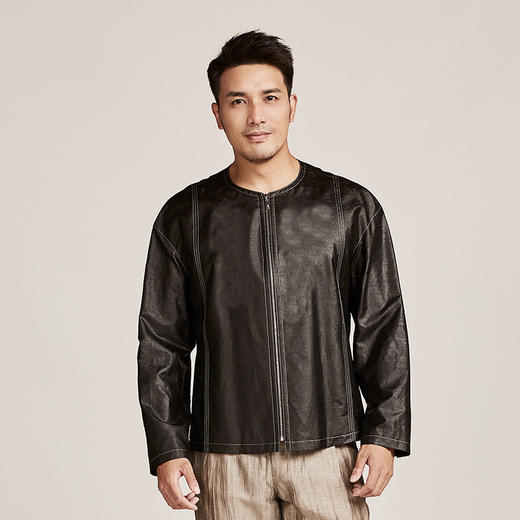 TANGY Collection/天意精品春秋新品香云纱短外套男士线迹莨绸夹克 商品图3