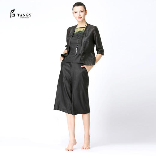 TANGY Collection/天意精品春夏新品香云纱五分裤真丝莨绸休闲裤 商品图0