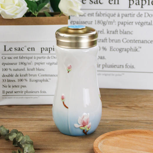 乾唐轩活瓷杯彩绘春暖花开随身杯双层隔热保温创意陶瓷杯水杯杯子 商品图3