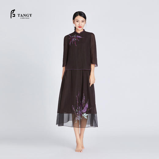 TANGY Collection/天意精品2021年夏季新品紫藤系列雪纺莨绣花上衣 商品图1