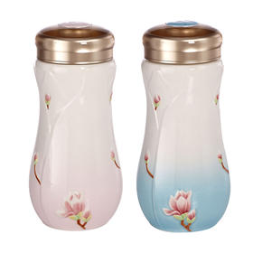 乾唐轩活瓷杯彩绘春暖花开随身杯双层隔热保温创意陶瓷杯水杯杯子