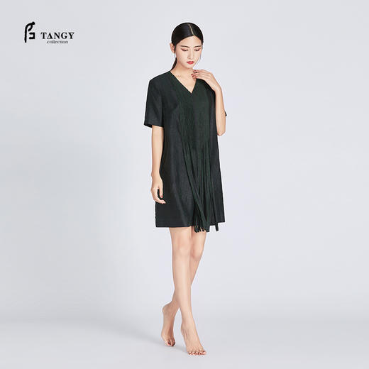 TANGY Collection莨绸飘带连衣裙 商品图0