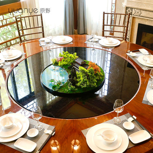 酒店餐桌花摆花仿真花包厢新中式大圆桌装饰花摆件转盘微景观 商品图3