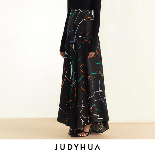 JUDYHUA 100%桑蚕丝印花半身裙 商品图1