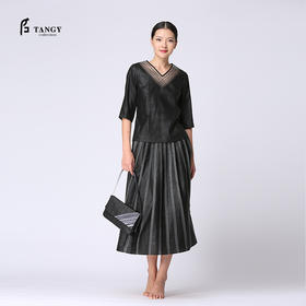 TANGY Collection/天意精品莨绸柯纱锁链线迹上衣