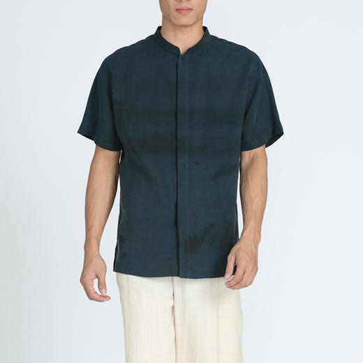 TANGY Collection/天意精品春夏款中式兰莨印花男士衬衫莨绸上衣 商品图1