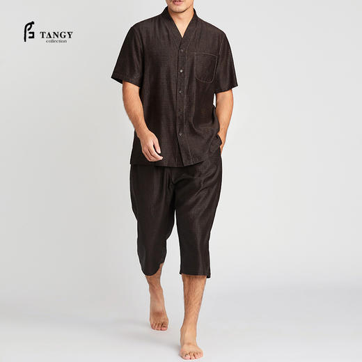 TANGY Collection/天意精品2021年春夏新品素绉缎莨男士莨绸休闲裤 商品图0