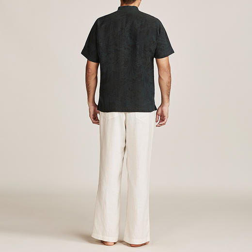 TANGY Collection/天意精品春夏新品中式立领莨绸浪纹印花男士上衣 商品图2