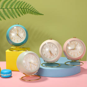 【创意简约】3.5寸凸面圆环打铃闹钟 居家日用复古闹钟学生静音小夜灯