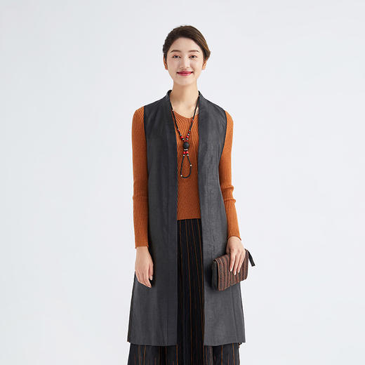 TANGY Collection/天意精品春秋新品林隐系列莨绸拼接马甲 商品图1