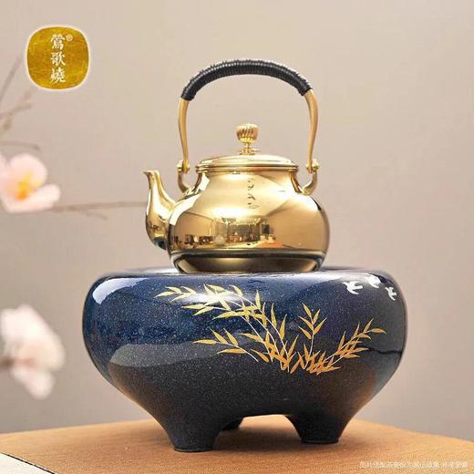 莺歌烧蓝底 飞鸟芦苇电陶炉煮茶家用茶炉 铁壶银壶煮茶器泡茶电炉 蓝色飞鸟 商品图0