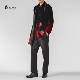 TANGY Collection/天意精品秋冬款中式套扣男士丝绒吊染外套