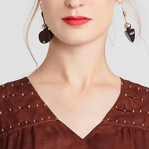 TANGY Collection/天意精品2021年春季新品黑檀木耳环925银 商品图2