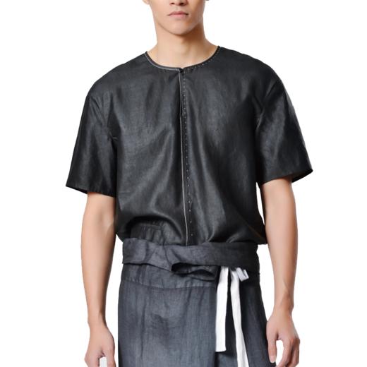 TANGY Collection/天意精品春夏新品中式线迹莨绸男士真丝上衣 商品图4