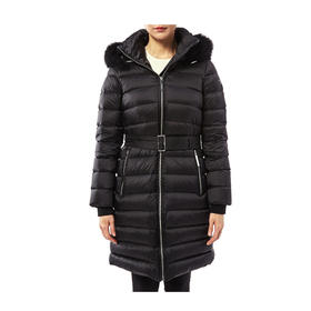 BURBERRY 巴宝莉 女士 Limehouse 绗缝软垫系带连帽长款羽绒服 黑色 8003537 A1189