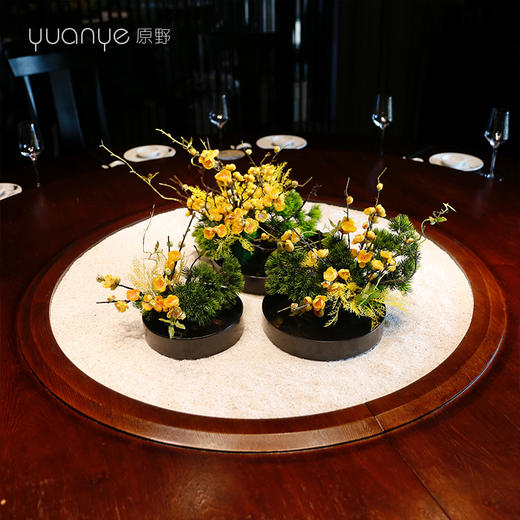 酒店餐桌花摆花新中式花仿真花假花圆形圆桌转盘餐厅装饰摆件 商品图2