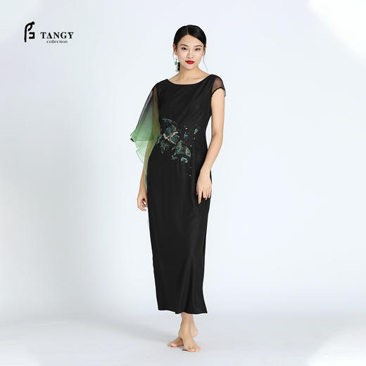TANGY Collection/天意精品夏季新款民族风圆领刺绣短袖桑蚕丝莨绸连衣裙 商品图2