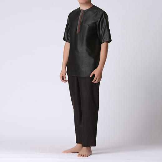 TANGY Collection/天意精品春夏新品原创设计真丝拼撞莨绸T恤男装 商品图1