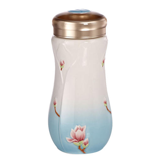 乾唐轩活瓷杯彩绘春暖花开随身杯双层隔热保温创意陶瓷杯水杯杯子 商品图2