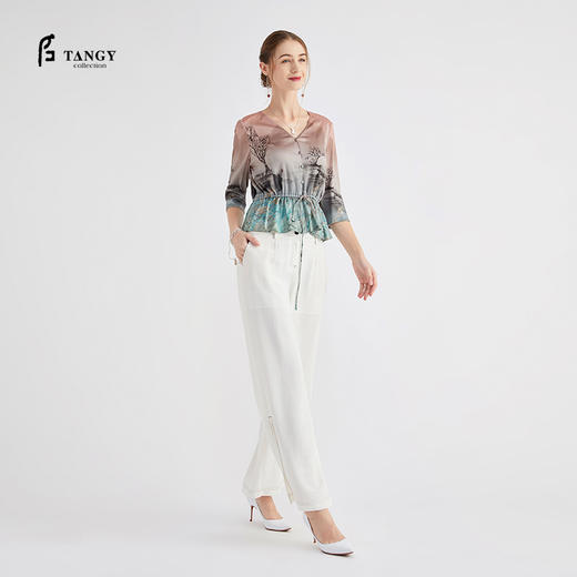 TANGY Collection/天意精品春秋新品芦野系列真丝竹纤维印花衬衫 商品图1