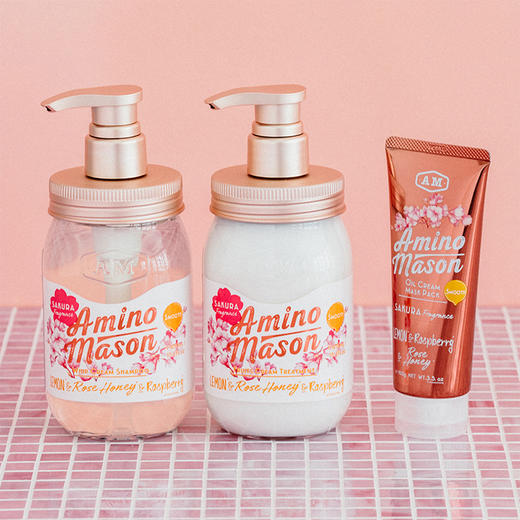 Amino mason氨基妍樱花版清爽洗护套装氨基酸洗发水护发素发膜 商品图0