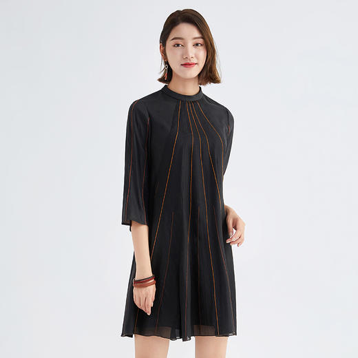 TANGY Collection/天意精品春秋新品林隐系列真丝线迹莨绸连衣裙 商品图2