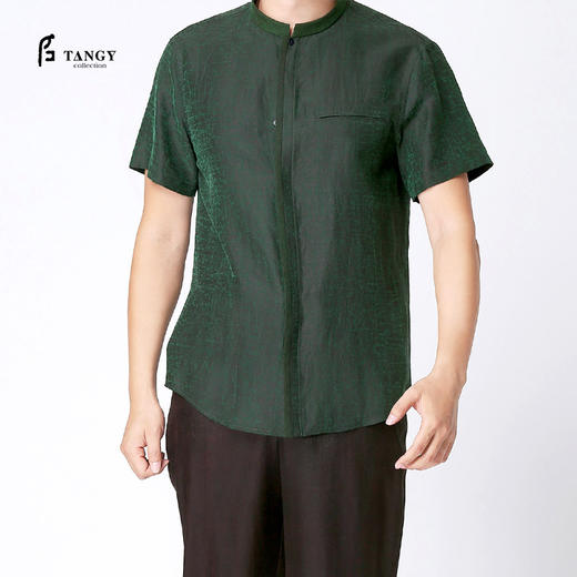TANGY Collection/天意精品春夏新品中式立领经典款男士莨绸衬衫 商品图0