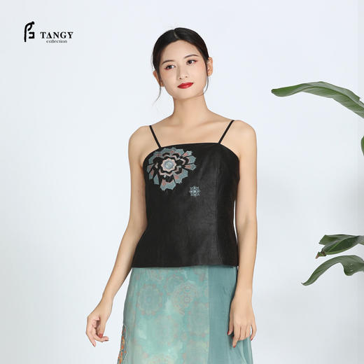 TANGY Collection/天意精品春夏新品圣光系列真丝莨绸针织绣花吊带 商品图2