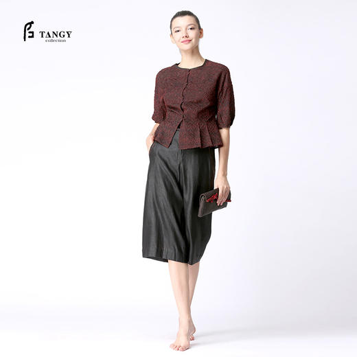 TANGY Collection/天意精品春夏新品香云纱五分裤真丝莨绸休闲裤 商品图2