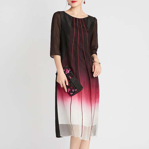 TANGY Collection/天意精品2021年春夏新品真丝线迹莨绸吊染连衣裙 商品图2